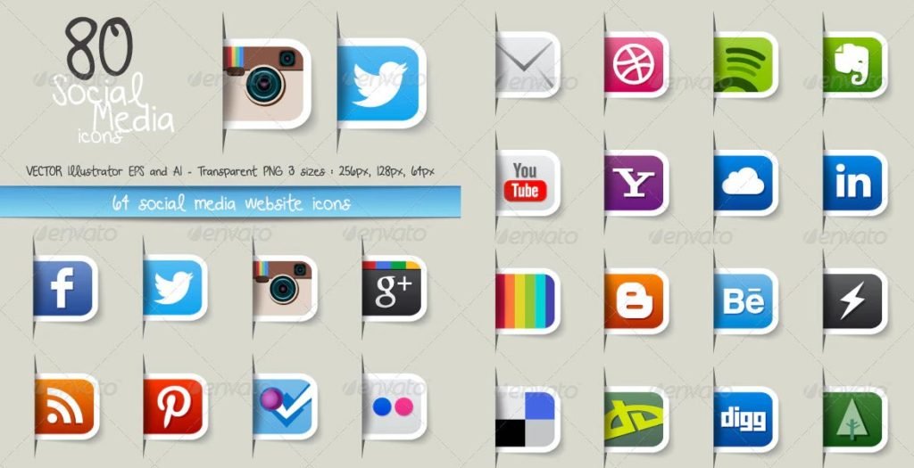 social media icons with names